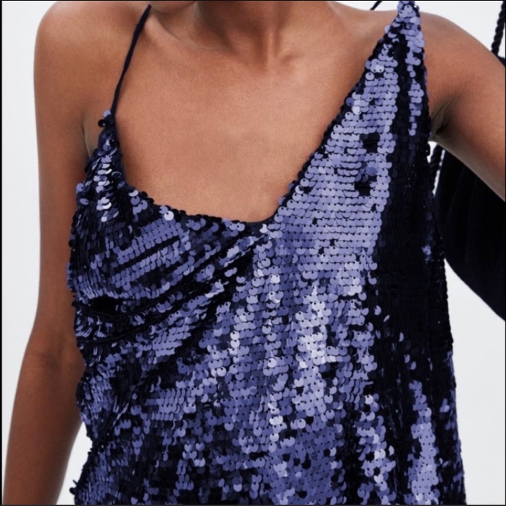 NWT ZARA women dress up sequins strap top size XS
